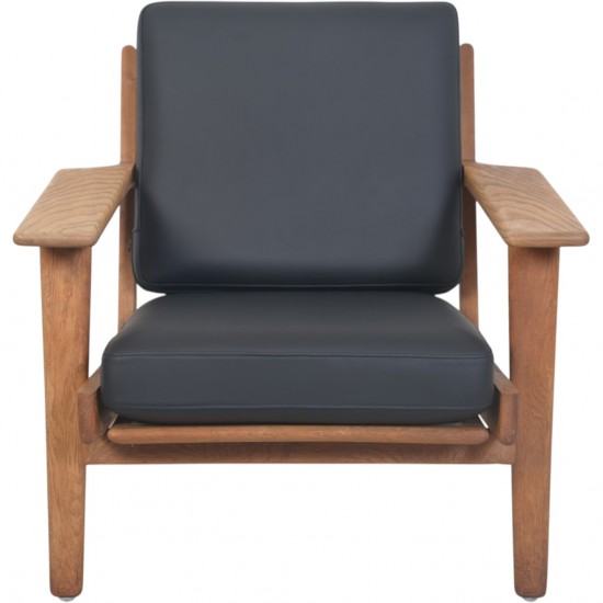 Hans Wegner GE290 chair in oak and black leather 1980s
