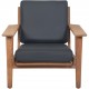 Hans Wegner GE290 chair in oak and black leather 1980s
