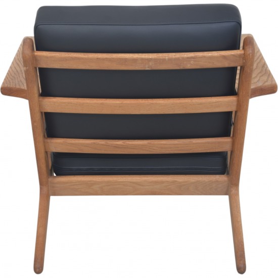 Hans Wegner GE290 chair in oak and black leather 1980s