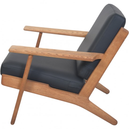 Hans Wegner GE290 chair in oak and black leather 1980s
