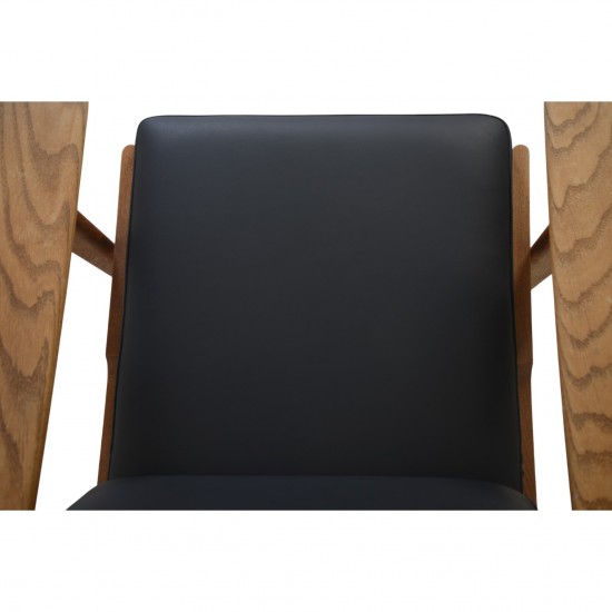 Hans Wegner GE290 chair in oak and black leather 1980s