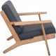 Hans Wegner GE290 chair in oak and black leather 1980s