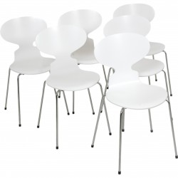 Sæt af 6 hvide Arne Jacobsen Myrer
