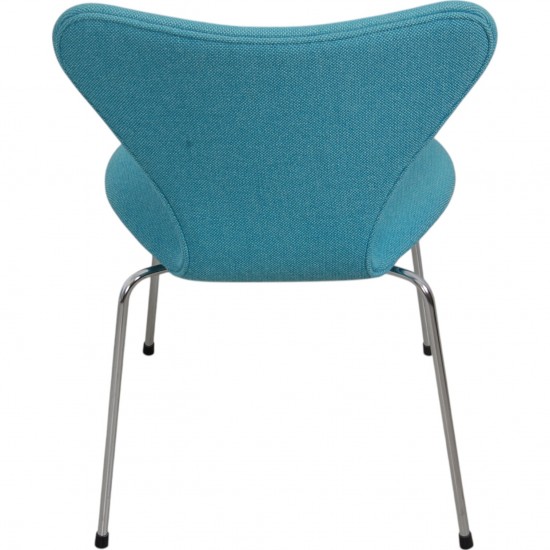 Sæt med 6 Arne Jacobsen Syver stole i blåt stof