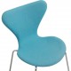 Sæt med 6 Arne Jacobsen Syver stole i blåt stof