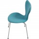 Sæt med 6 Arne Jacobsen Syver stole i blåt stof