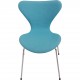 Sæt med 6 Arne Jacobsen Syver stole i blåt stof