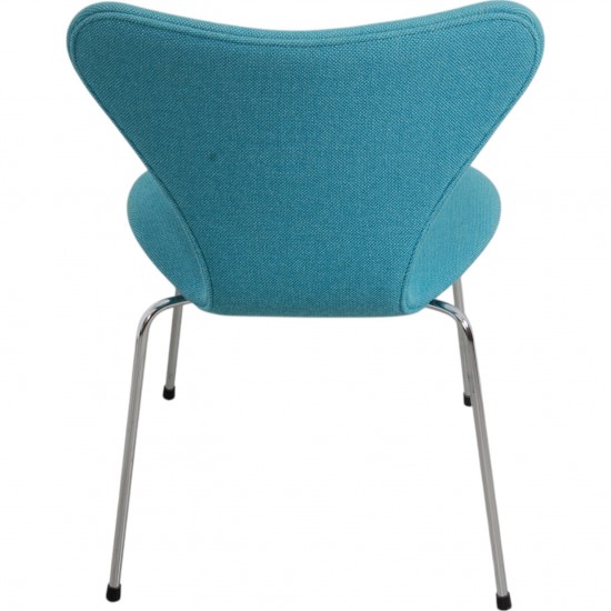 Sæt med 6 Arne Jacobsen Syver stole i blåt stof
