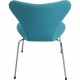 Sæt med 6 Arne Jacobsen Syver stole i blåt stof