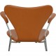 Arne Jacobsen vintage Syver stol 3207 nybetrukket i Cognac Classic læder