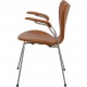 Arne Jacobsen vintage Syver stol 3207 nybetrukket i Cognac Classic læder