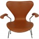 Arne Jacobsen vintage Syver stol 3207 nybetrukket i Cognac Classic læder