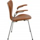 Arne Jacobsen vintage Syver stol 3207 nybetrukket i Cognac Classic læder