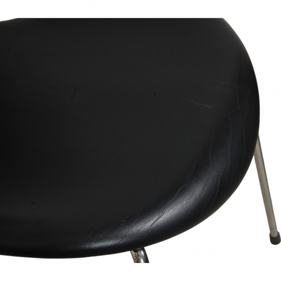 Sæt med 6 Arne Jacobsen Syver stole i sort Essential læder