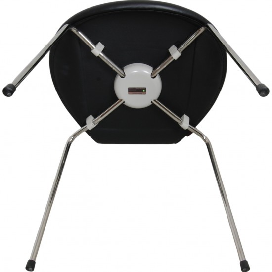 Sæt med 6 Arne Jacobsen Syver stole i sort Essential læder