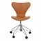 Arne Jacobsen Seven office chair model 3117 reupholstered in leather