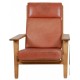 Hans Wegner GE-290a lounge chair in patinated red anilin leather