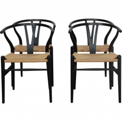 Set of 4 black Hans Wegner CH24 chairs