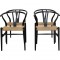 Set of 4 black Hans Wegner CH24 chairs
