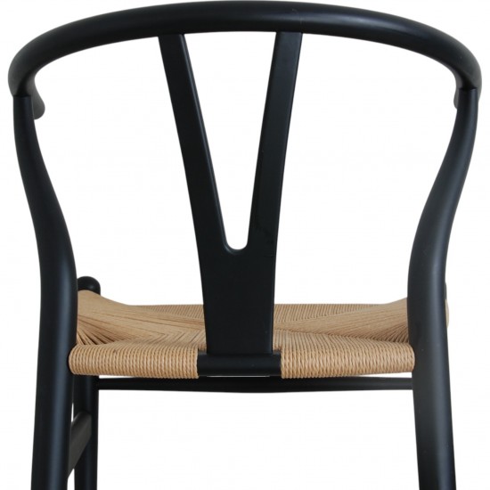 Sæt med 4 sorte Hans Wegner CH24 stole