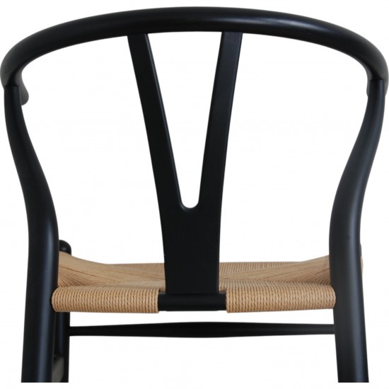 Sæt med 4 sorte Hans Wegner CH24 stole