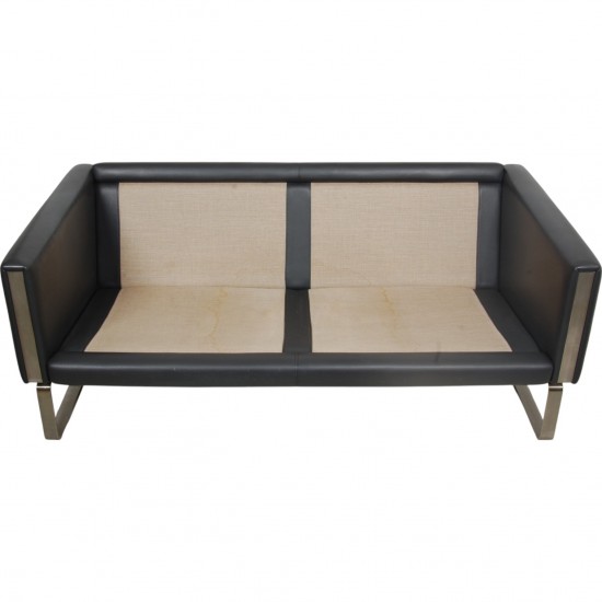 Hans Wegner CH-103 2-personers sofa i gråt læder