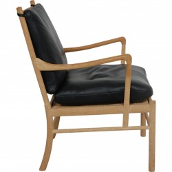 Ole Wanscher Colonial stol af eg og sort læder