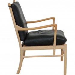 Ole Wanscher Colonial stol af eg og sort læder