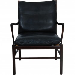 Ole Wanscher Colonial chair of mahogany and black leather