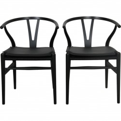 Set of 2 black Hans Wegner CH24 chairs
