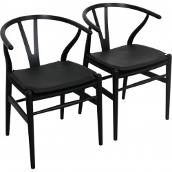 Set of 2 black Hans Wegner CH24 chairs