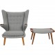 Hans Wegner Bamse stol med skammel i gråt Hallingdal stof