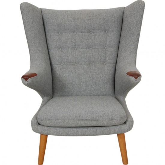 Hans Wegner Bamse stol med skammel i gråt Hallingdal stof