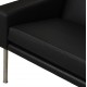 Hans J Wegner 3pers Airport sofa newly upholstered with black bison leather