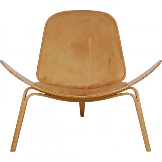 Hans Wegner CH07 Shell chair i natur læder