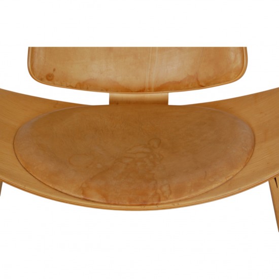 Hans Wegner CH07 Shell chair i natur læder