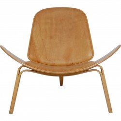 Hans Wegner CH07 Shell chair i natur læder