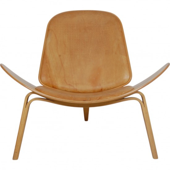 Hans Wegner CH07 Shell chair i natur læder