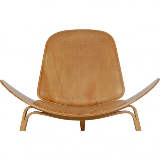 Hans Wegner CH07 Shell chair i natur læder