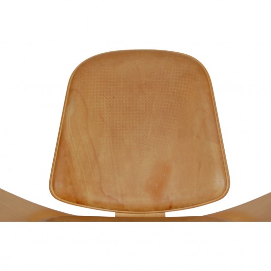 Hans Wegner CH07 Shell chair i natur læder