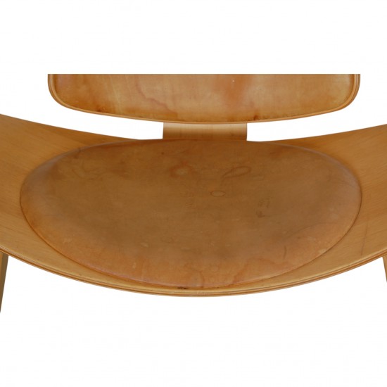Hans Wegner CH07 Shell chair i natur læder
