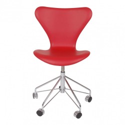Arne Jacobsen syver kontorstol 3117 i rødt classic læder Arne Jacobsen syver kontorstol 3117 i rødt classic læder