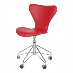 Arne Jacobsen syver kontorstol 3117 i rødt classic læder Arne Jacobsen syver kontorstol 3117 i rødt classic læder