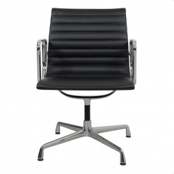 Charles Eames Ea-108 stol sort læder chrome, 2008 Charles Eames Ea-108 stol sort læder chrome, 2008