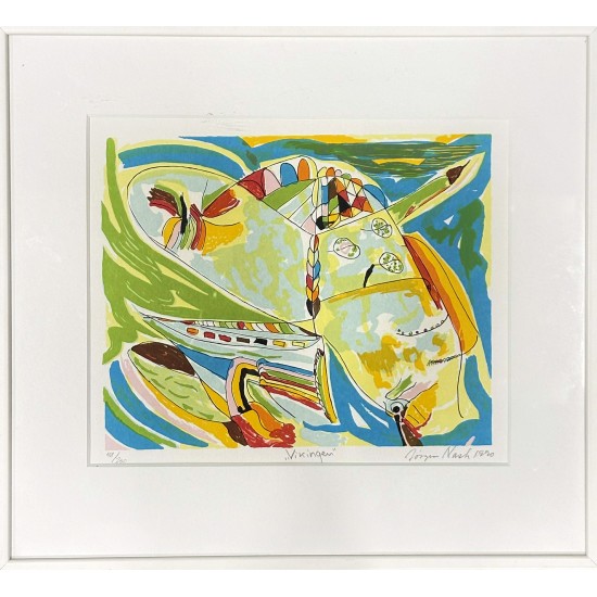 Jørgen Nash 1920 - 2004. Litografi. 'Vikingen'. 
