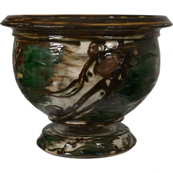 Herman A. Kähler. Stor gulvvase af glaseret lertøj. 