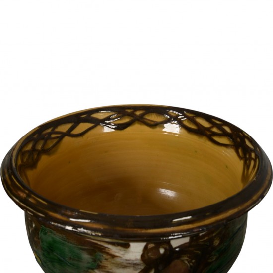 Herman A. Kähler. Stor gulvvase af glaseret lertøj. 