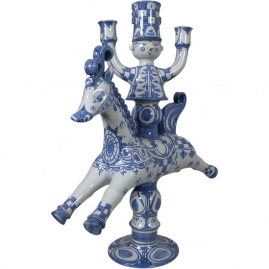 Bjørn Wiinblad (1918-2006). Stor keramisk kandelaber i form af rytter.
