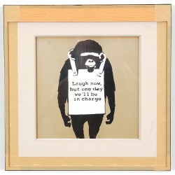 Banksy record cover with LP record: KEEP IT REAL