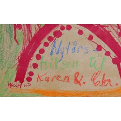 Jørgen Nash, litografi  hhv. oliekridt og med dedikation. Jørgen Nash, litografi  hhv. oliekridt og med dedikation.